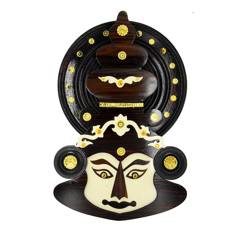 12-Inch Handcrafted Kathakali Head in Rosewood – Authentic Kerala Wall Art