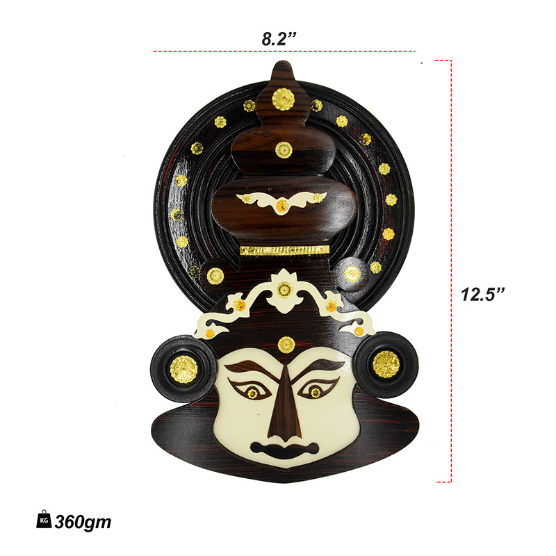 12-Inch Handcrafted Kathakali Head in Rosewood – Authentic Kerala Wall Art