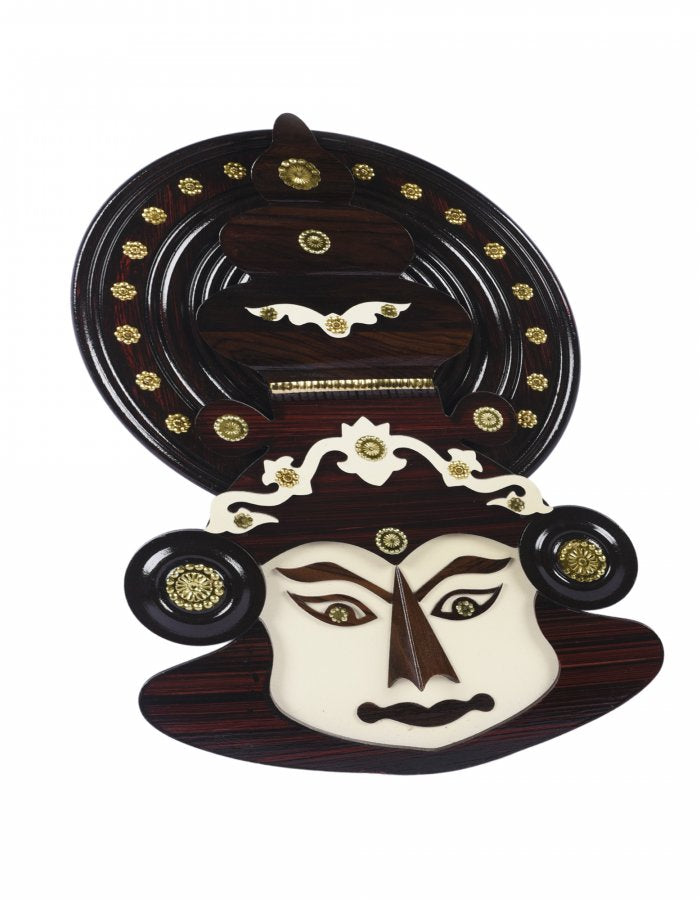 12-Inch Handcrafted Kathakali Head in Rosewood – Authentic Kerala Wall Art