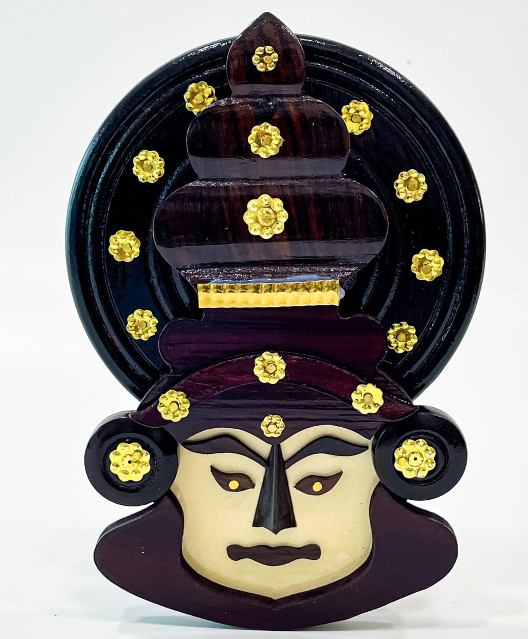 Authentic 10" Kathakali Face in Rosewood – Cultural Wall Accent from Kerala