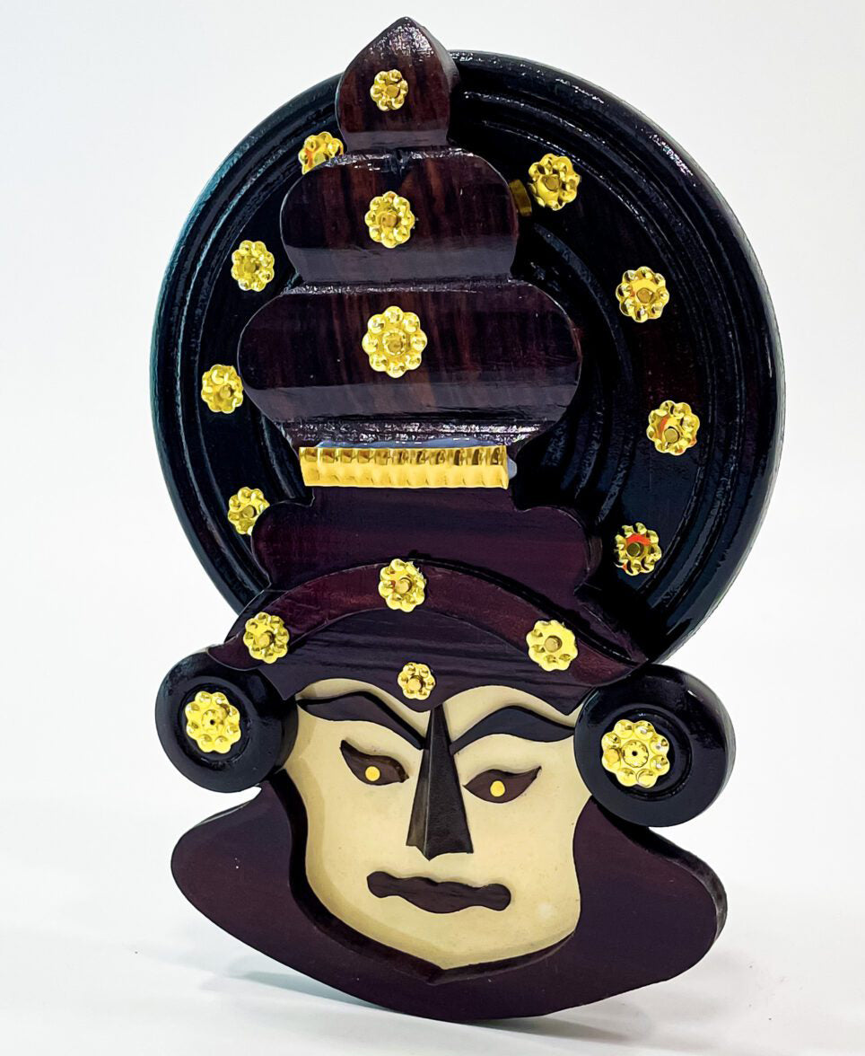 8-Inch Handcrafted Rosewood Kathakali Head – Traditional Kerala Wall Décor