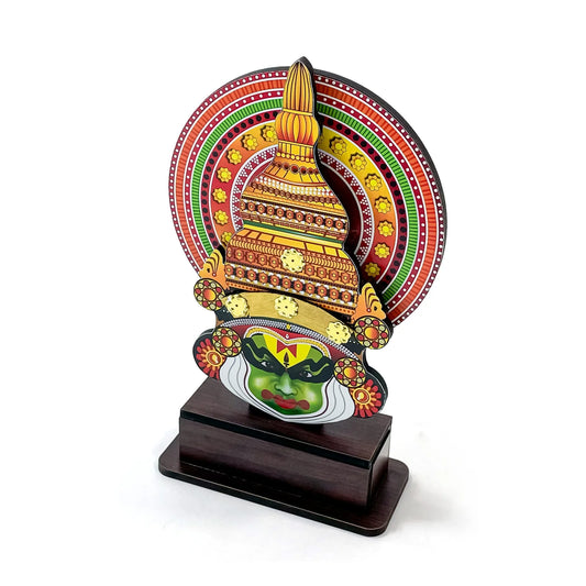Handcrafted 12-Inch Kathakali Head Decor with Stand – Traditional Kerala Folk Art