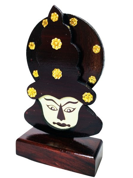 Wooden Kathakali Head with Stand - 6 Inches | Perfect for Home Décor and Gifting