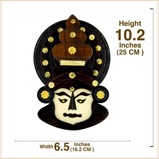 Authentic 10" Kathakali Face in Rosewood – Cultural Wall Accent from Kerala