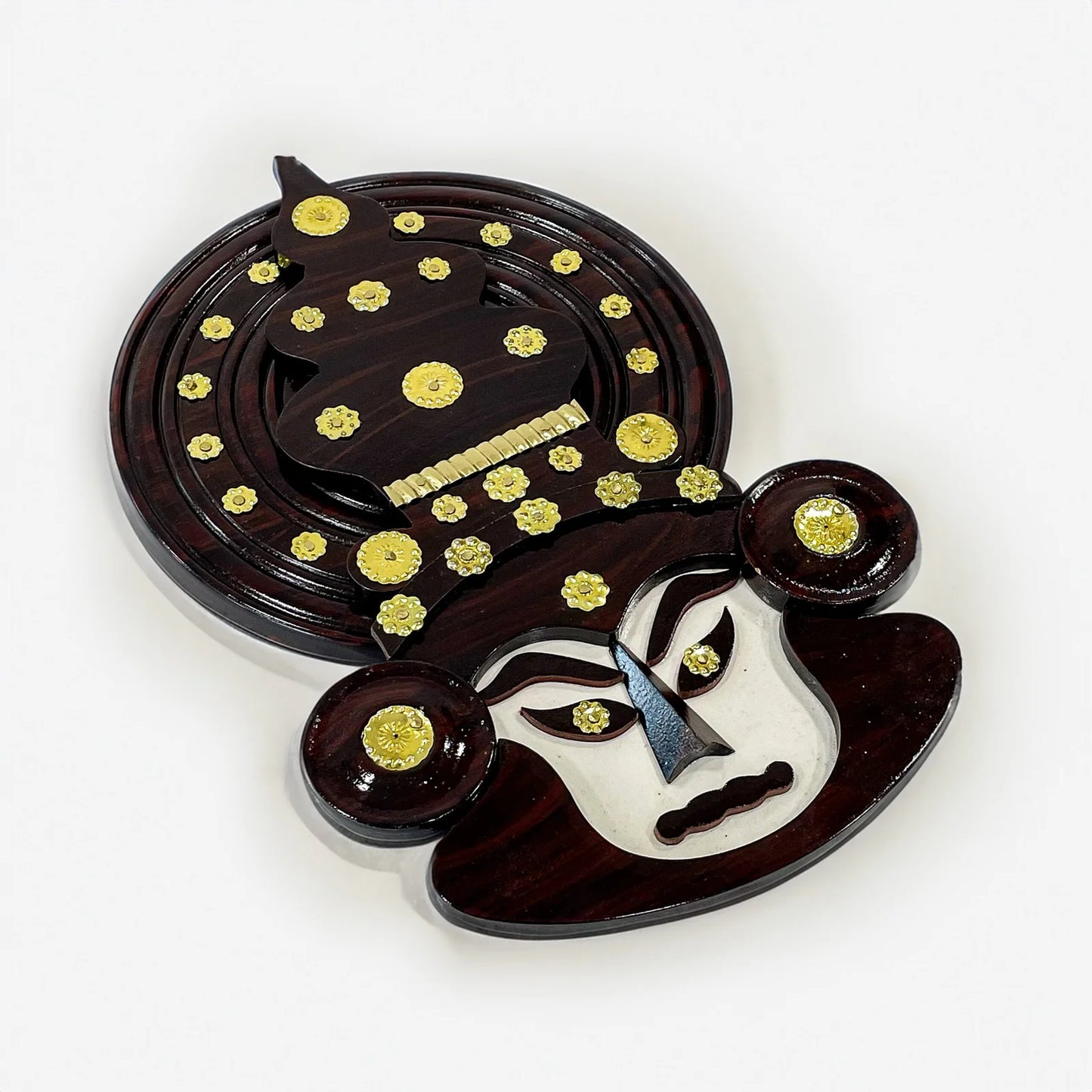 Rosewood Kathakali Face Figurine – 15" Wall Art & Ideal Gift from Kerala