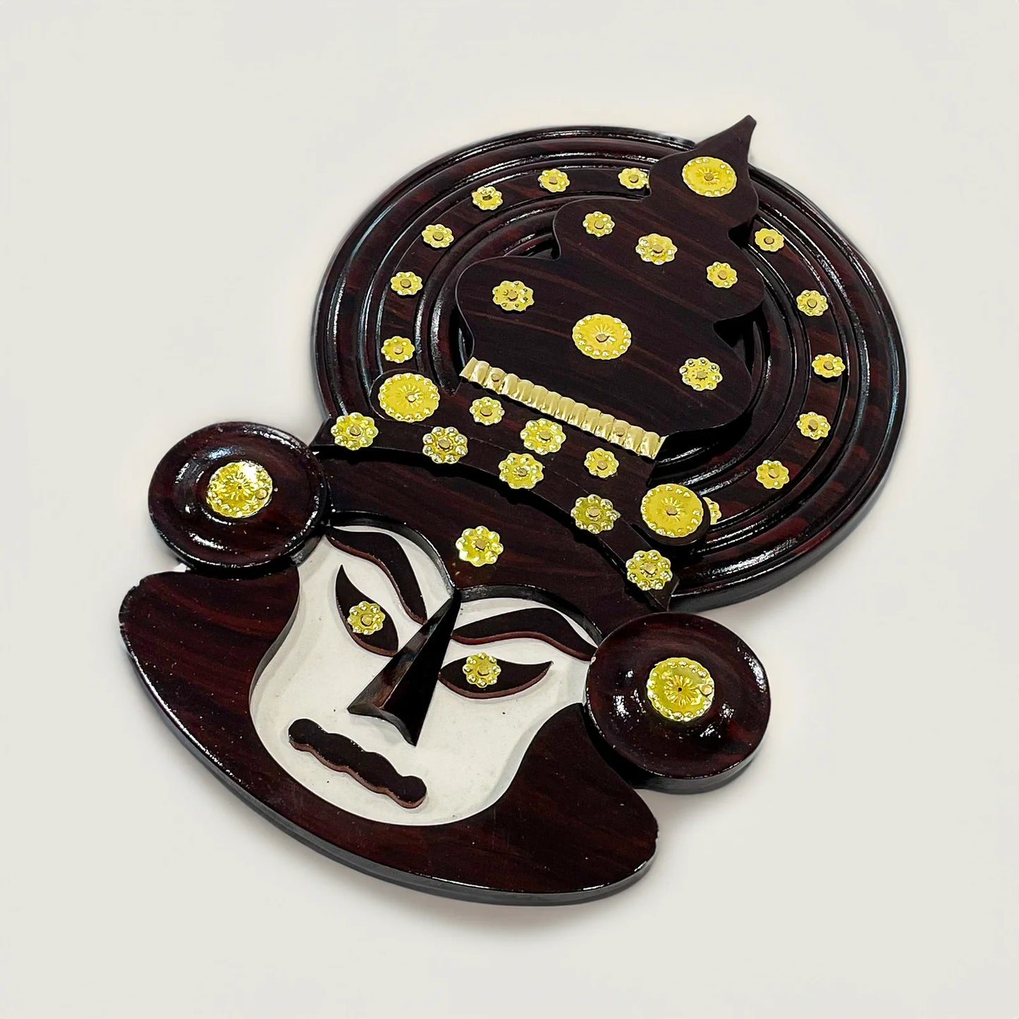 Rosewood Kathakali Face Figurine – 15" Wall Art & Ideal Gift from Kerala