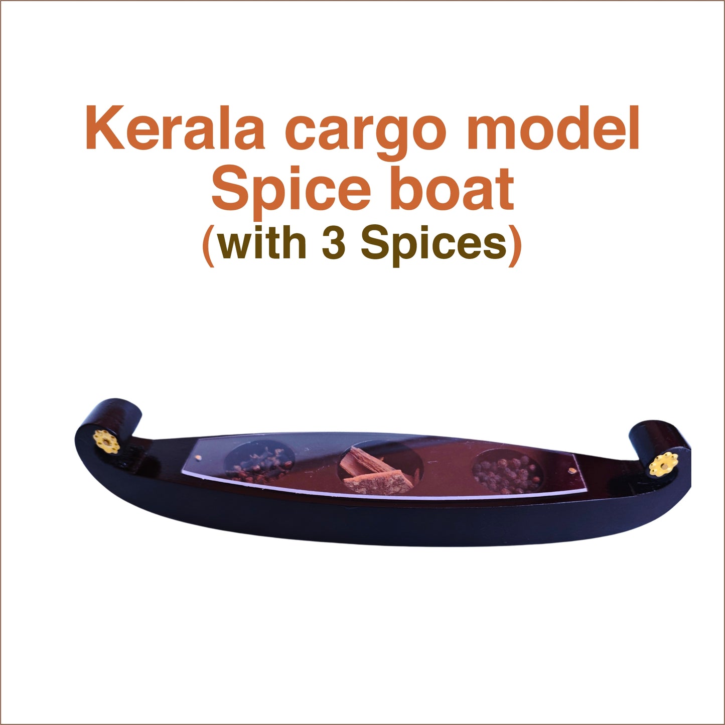 Handcrafted Kerala Cargo Spice Boat – 12 Inch Wooden Miniature with Real Spices