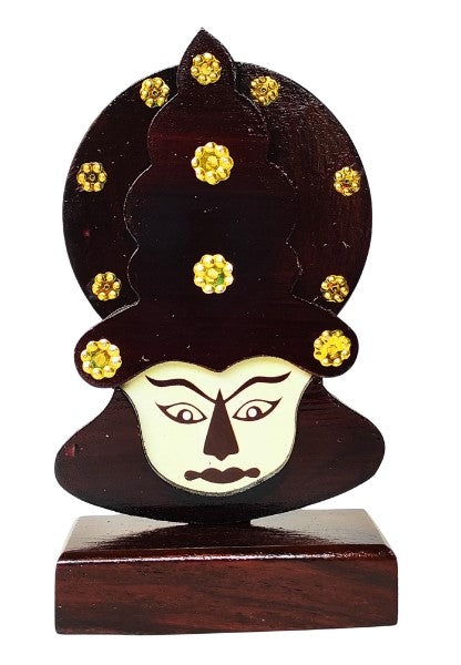 Wooden Kathakali Head with Stand - 6 Inches | Perfect for Home Décor and Gifting