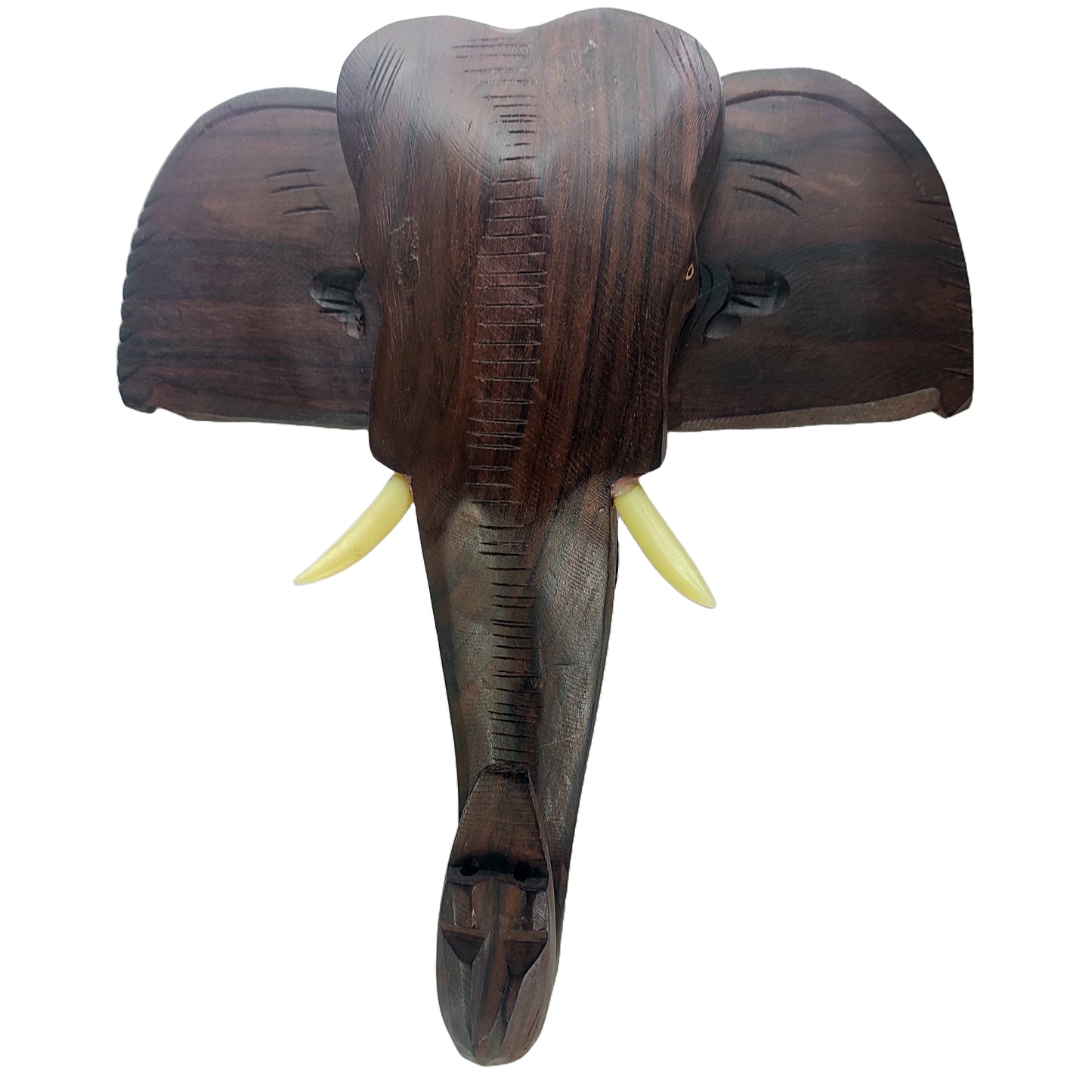 Rosewood-made Kerala Elephant Head Wall Hanging, ideal for gifting and home decor. (12-inch)