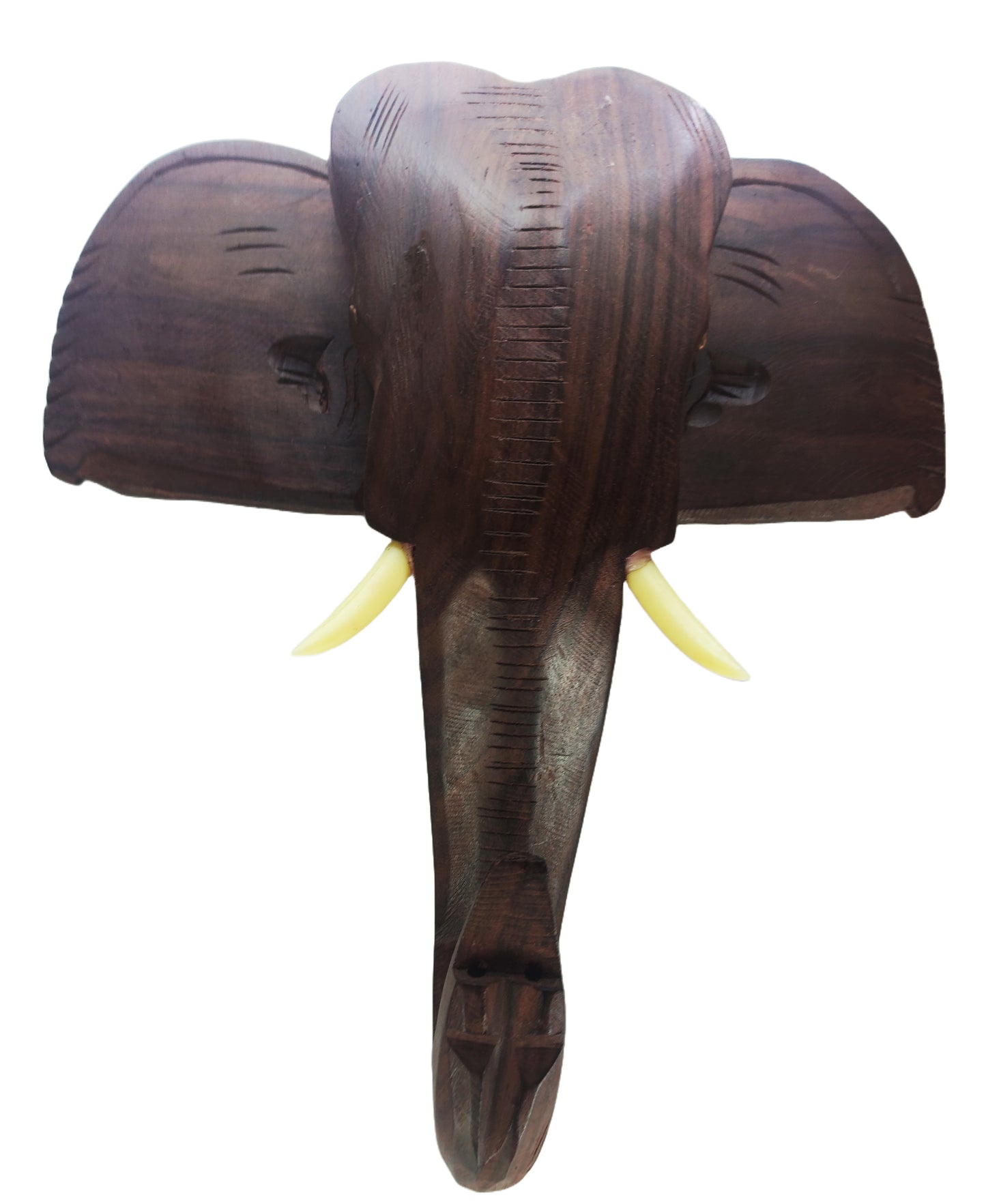 Rosewood-made Kerala Elephant Head Wall Hanging, ideal for gifting and home decor. (12-inch)