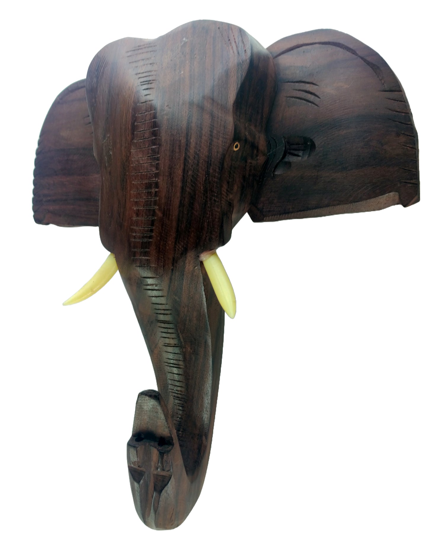 Rosewood-made Kerala Elephant Head Wall Hanging, ideal for gifting and home decor. (12-inch)