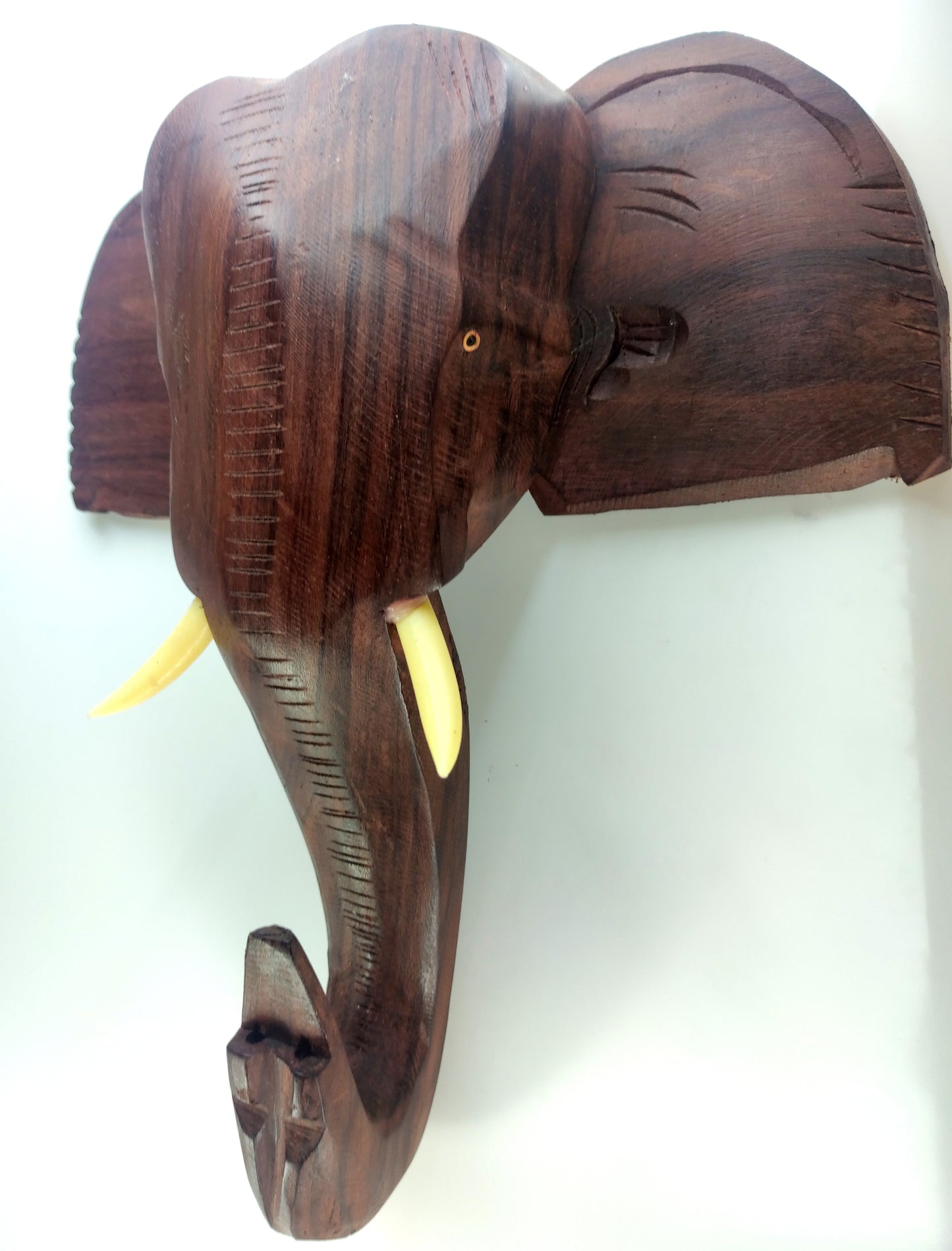 Rosewood-made Kerala Elephant Head Wall Hanging, ideal for gifting and home decor. (12-inch)