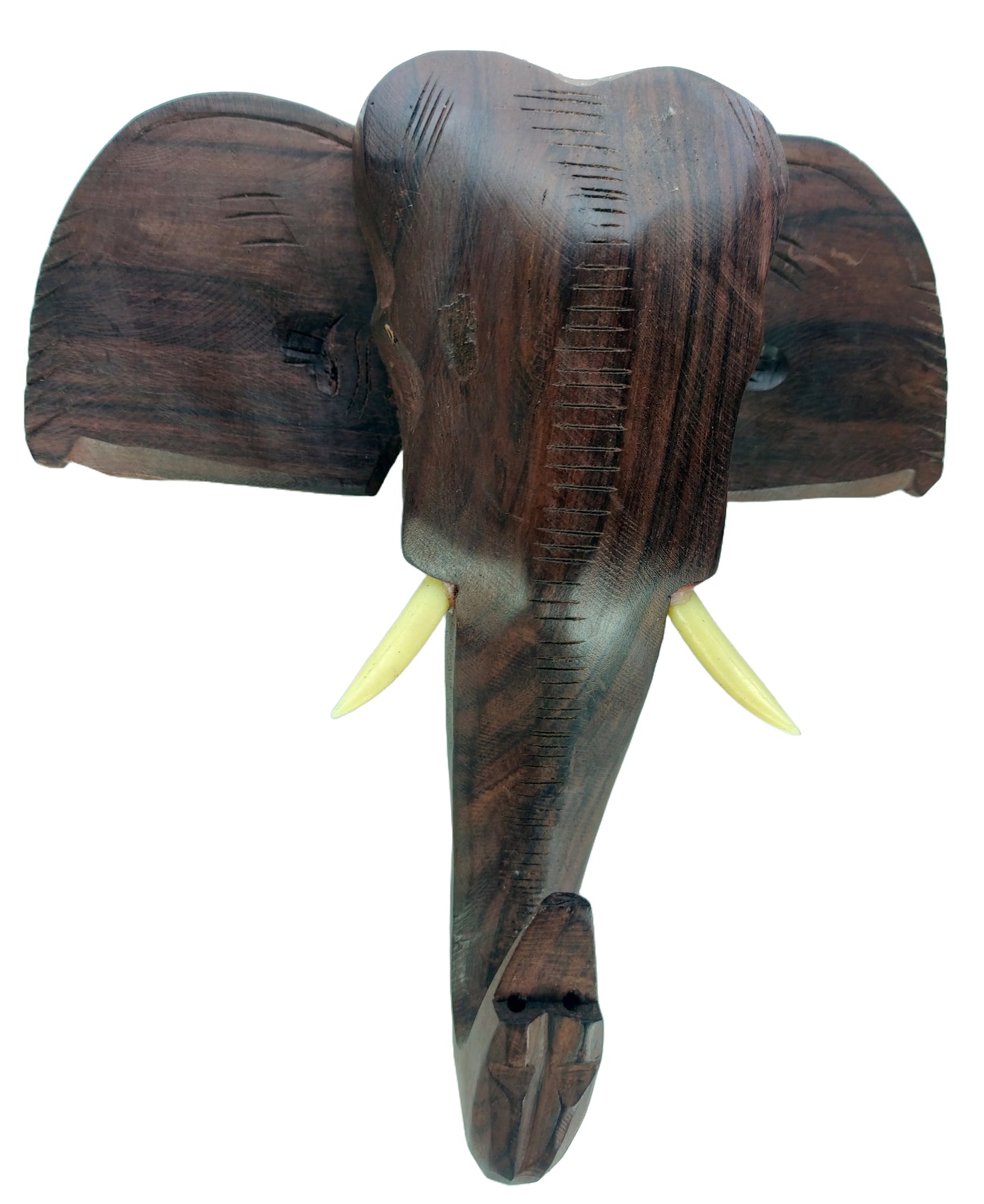 Rosewood-made Kerala Elephant Head Wall Hanging, ideal for gifting and home decor. (12-inch)