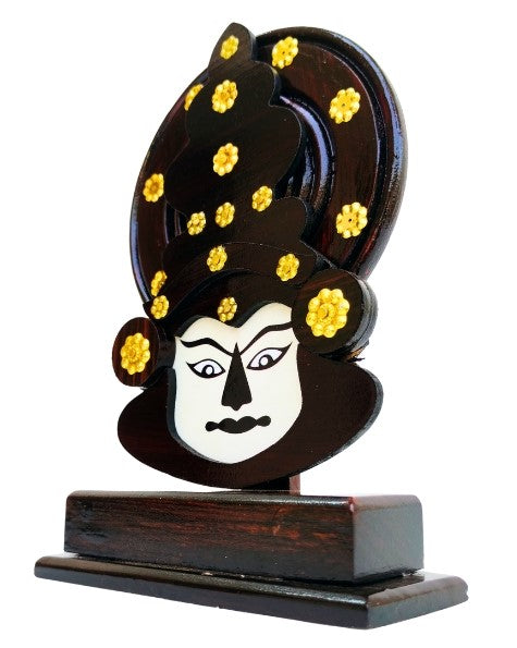 Kerala Wooden Kathakali Head with Stand - 8 Inches | Ideal for Home Décor & Gifting