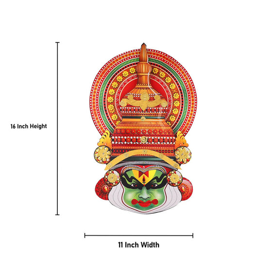 16-Inch Kerala Kathakali Wall Art | Traditional Dance Face Décor | Wooden Wall Hanging for Living Room or Gifting