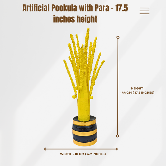 Wooden Para with Artificial Pookula – 17.5 Inch Traditional Kerala Home Décor