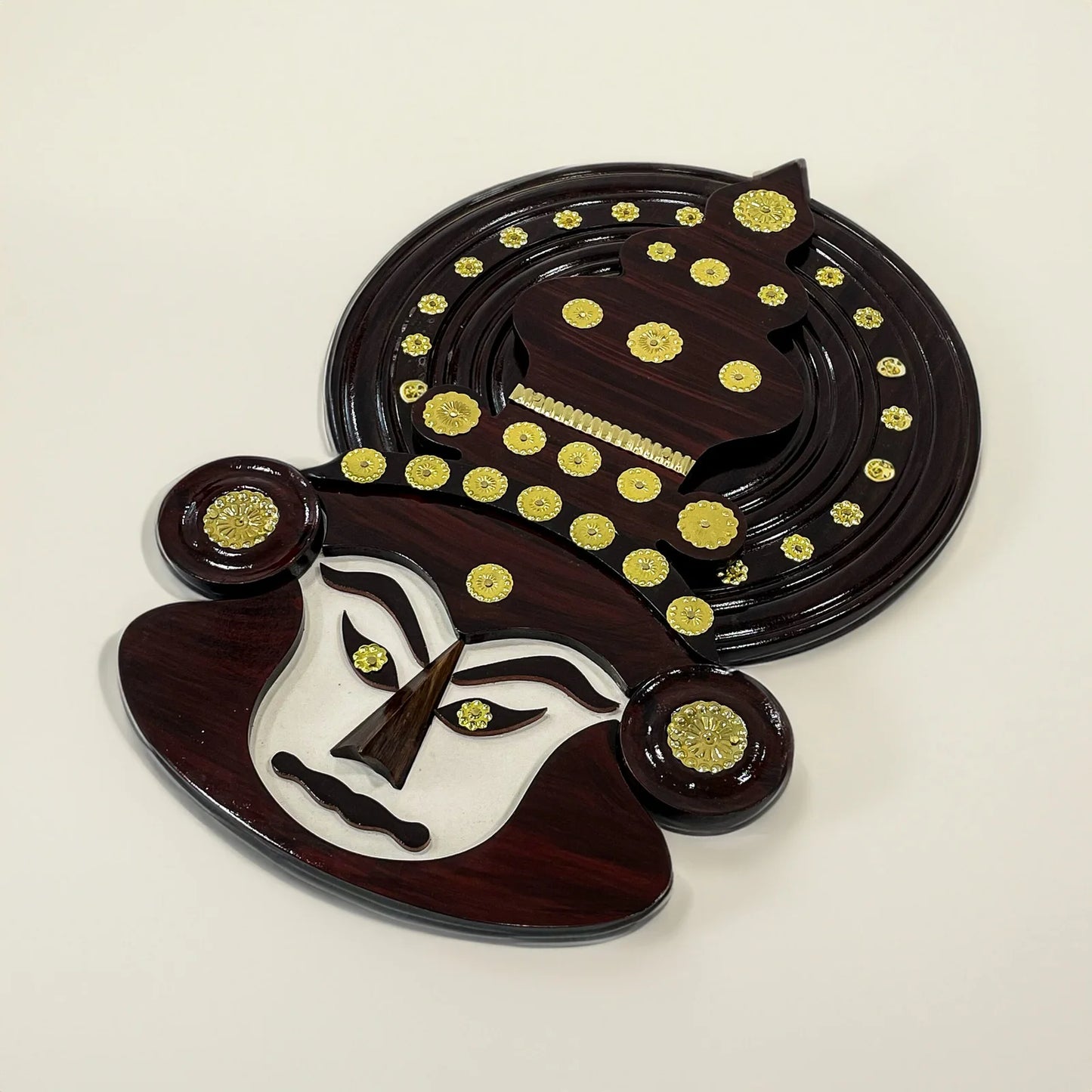 12-Inch Handcrafted Kathakali Head in Rosewood – Authentic Kerala Wall Art