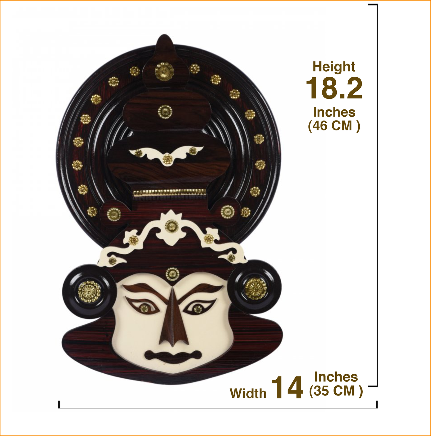 Traditional Kerala Wall Hanging & Gift -Handcrafted Rosewood Kathakali Head Figurine – 18 Inches