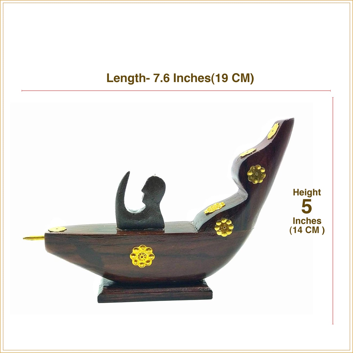 Chundan Vallom Miniature with 1 Rower – Traditional Kerala Snake Boat in Rosewood (7.6 Inches)