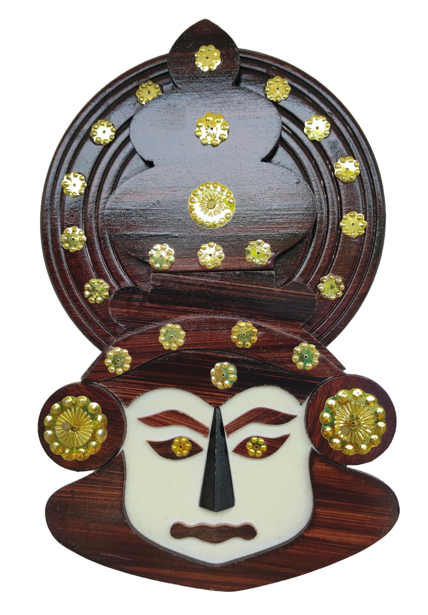 Wall Hanging Wooden Kathakali Head – 8 Inches Height | For Home Deco and Gifting