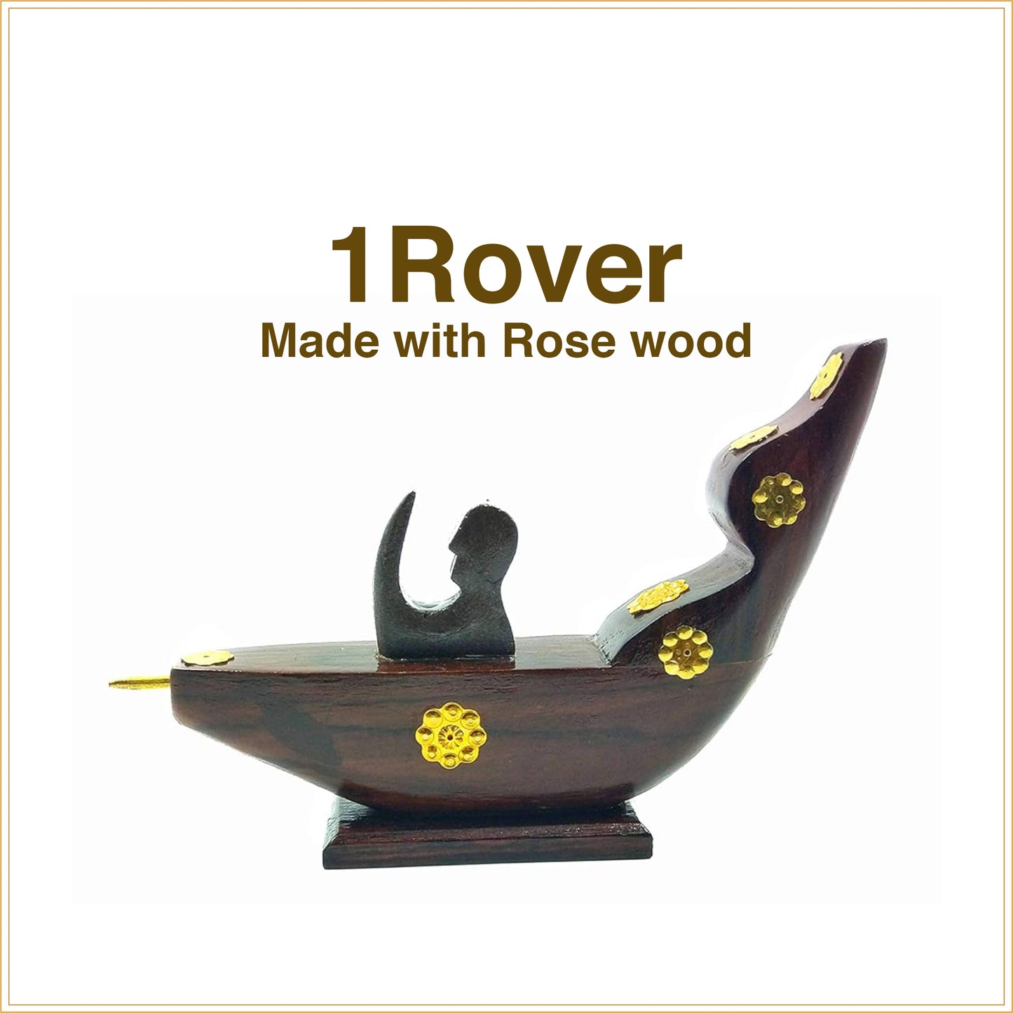 Chundan Vallom Miniature with 1 Rower – Traditional Kerala Snake Boat in Rosewood (7.6 Inches)