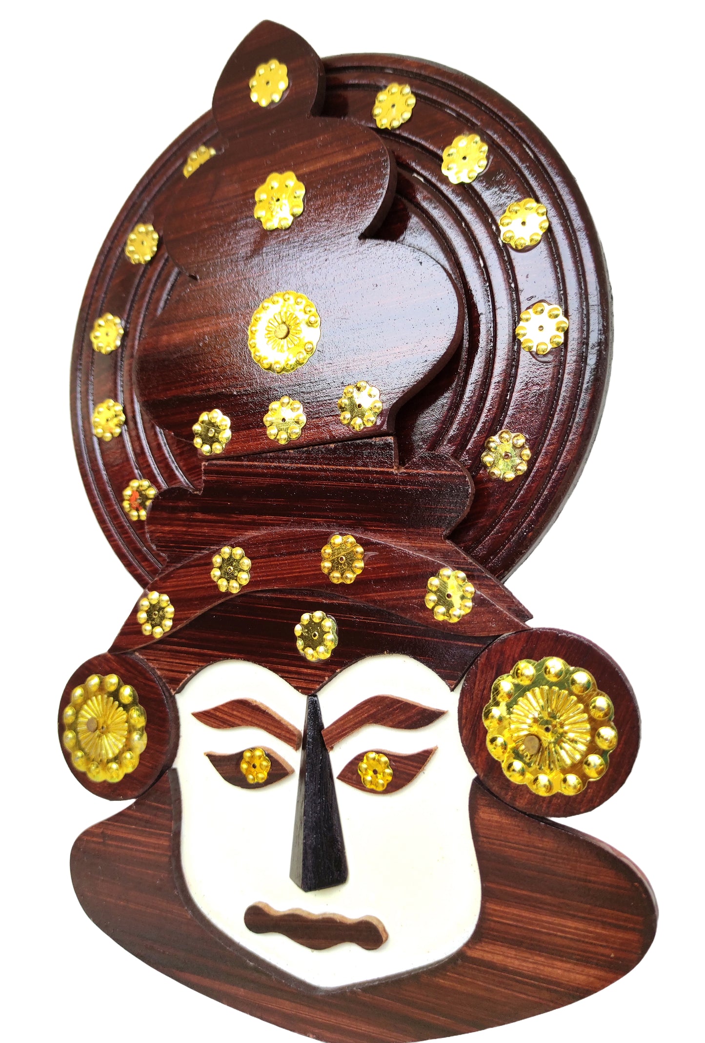 Wall Hanging Wooden Kathakali Head – 8 Inches Height | For Home Deco and Gifting