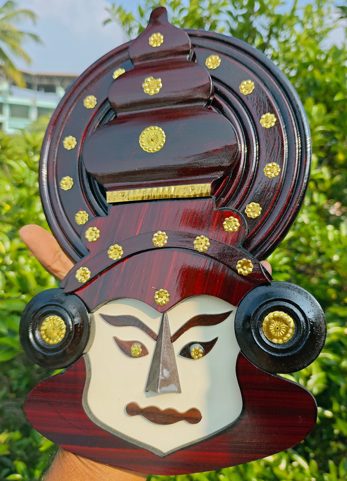 Handcrafted Kathakali Head Figurine in Rosewood (12 Inches) – Wall Hanging &amp; Ideal Gift