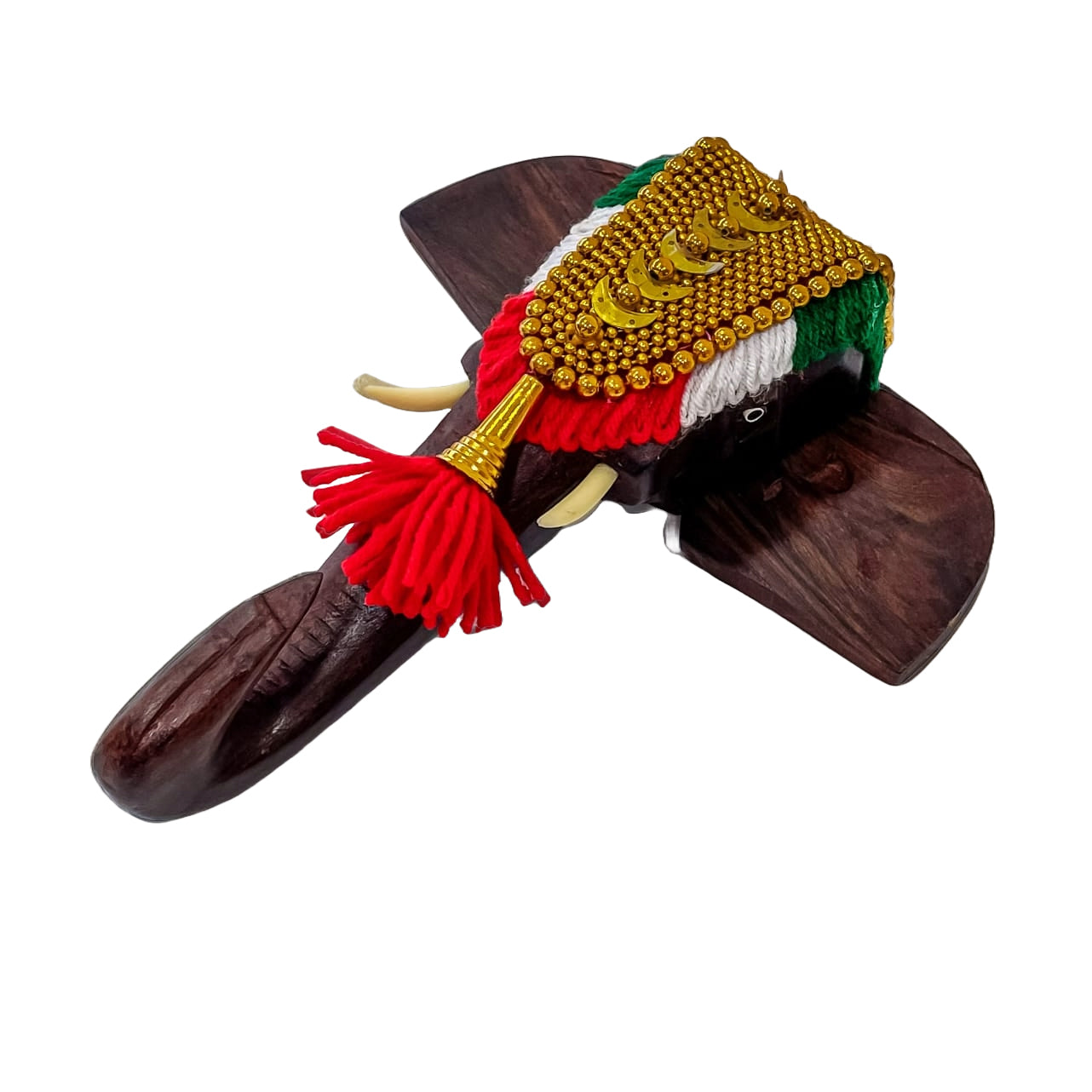 8-Inch Handcrafted Rosewood Elephant Head Wall Hanging with Nettipattom for home decor and gifting