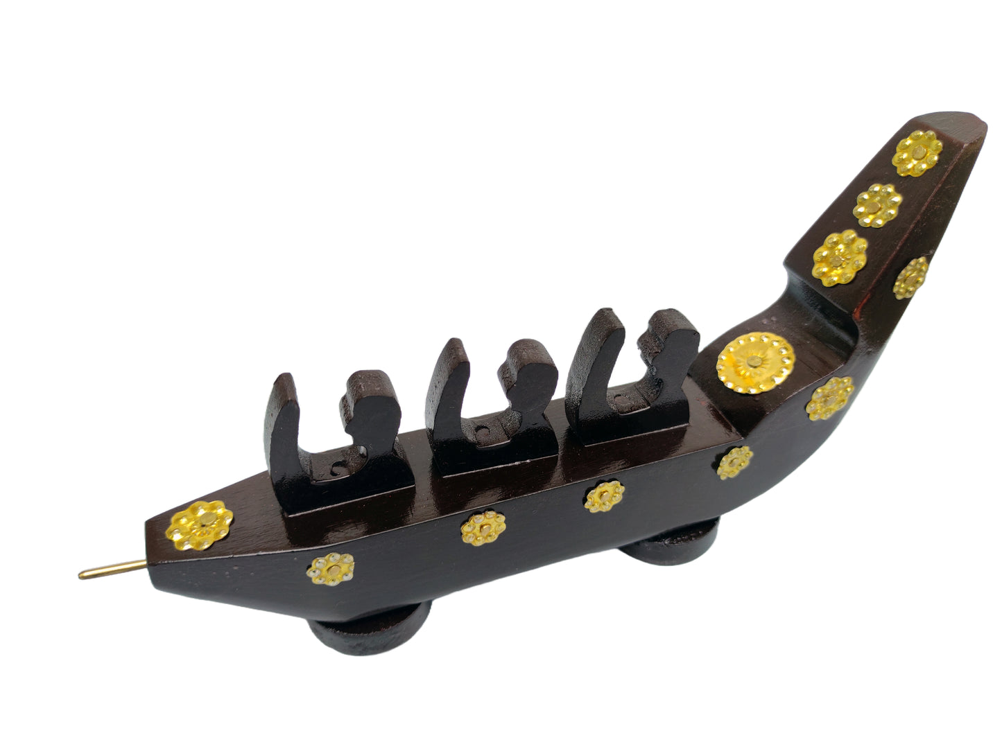 Traditional Chundan Vallom (Snake Boat with Three Oarsmen, Made from Mahogany) Miniature from Kerala for Home Décor