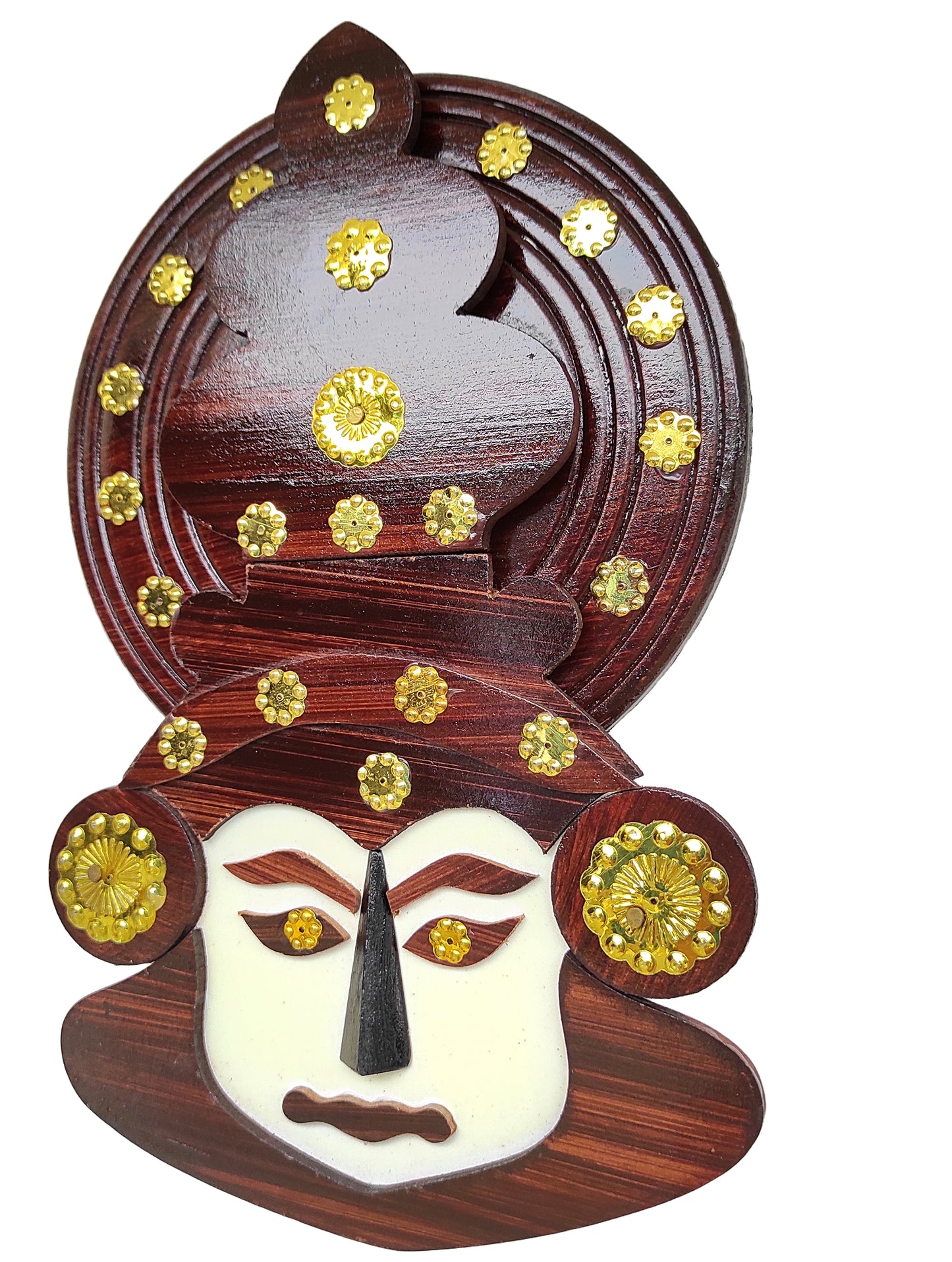 Wall Hanging Wooden Kathakali Head – 8 Inches Height | For Home Deco and Gifting