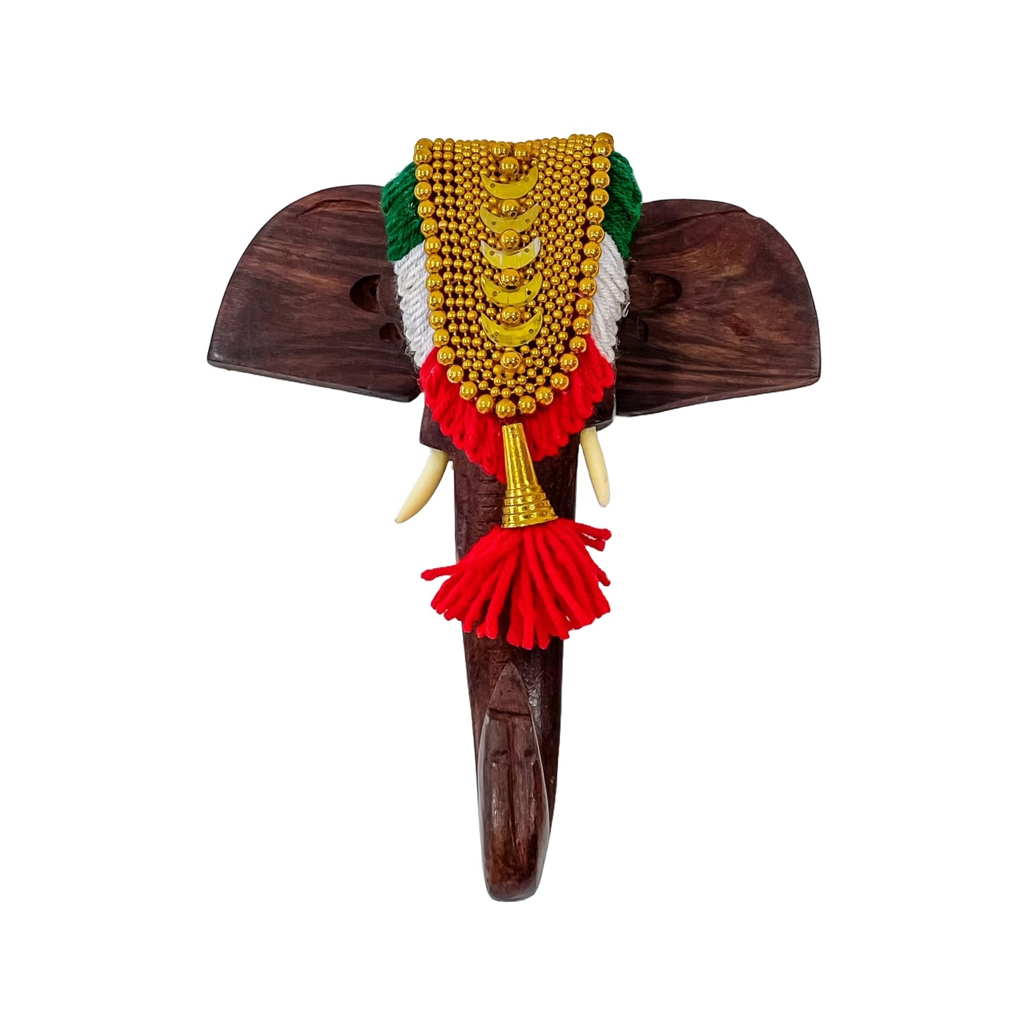 8-Inch Handcrafted Rosewood Elephant Head Wall Hanging with Nettipattom for home decor and gifting