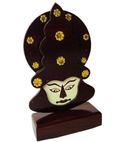 Wooden Kathakali Head with Stand - 6 Inches | Perfect for Home Décor and Gifting