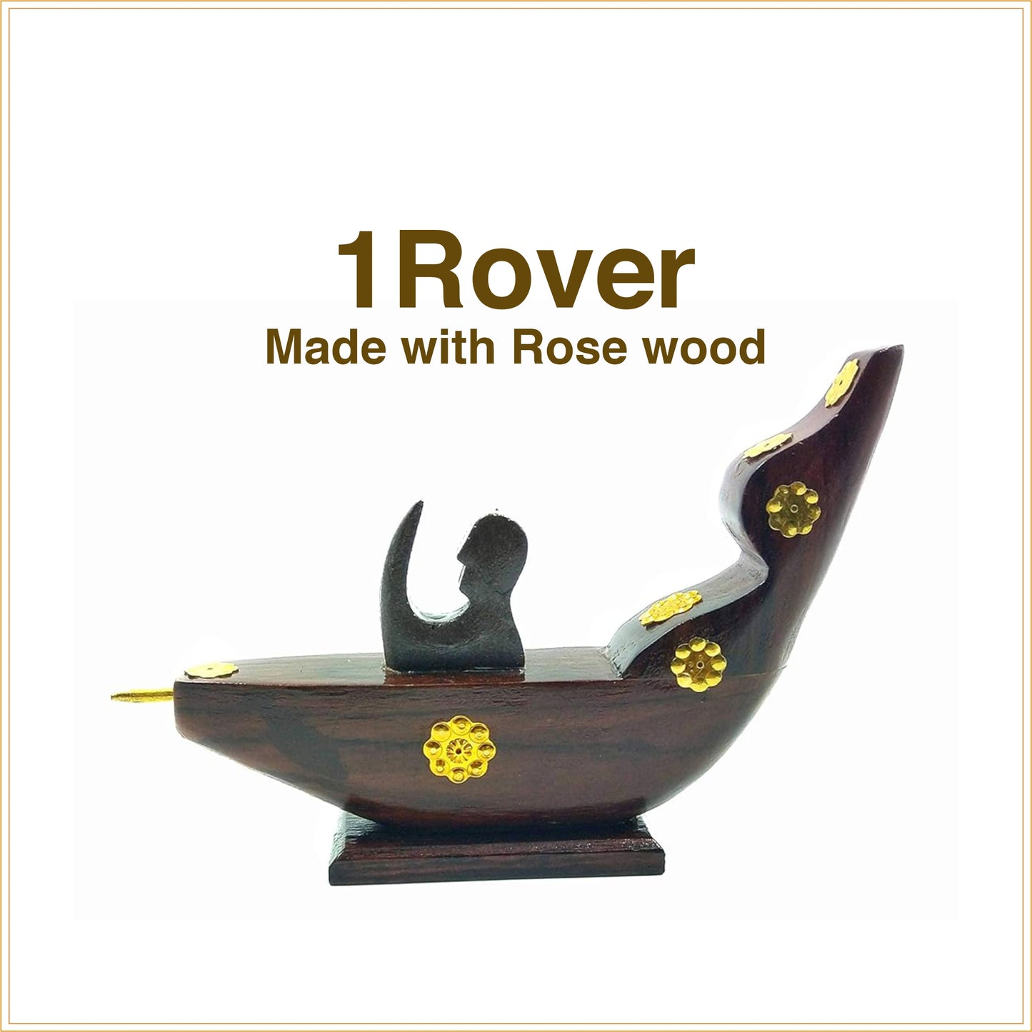 Chundan Vallom Miniature with 1 Rower (Traditional Kerala Snake Boat) Made from Rosewood