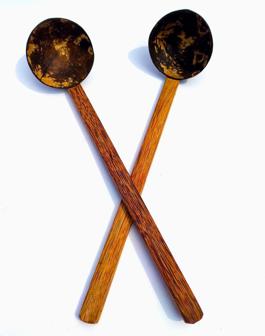 Coconut Ladle Set (Chiratta Kayil, Wooden Chiratta Thavi) – 100% Natural, Set of 2 Big