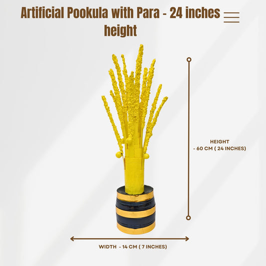 Wooden Para with Artificial Pookula – 24 Inch Traditional Kerala Home Décor