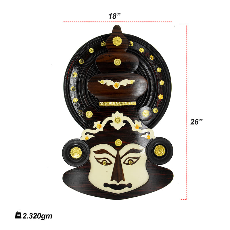 Handcrafted Kathakali Head Figurine in Rosewood (26 Inches) – Wall Hanging & Gift decor