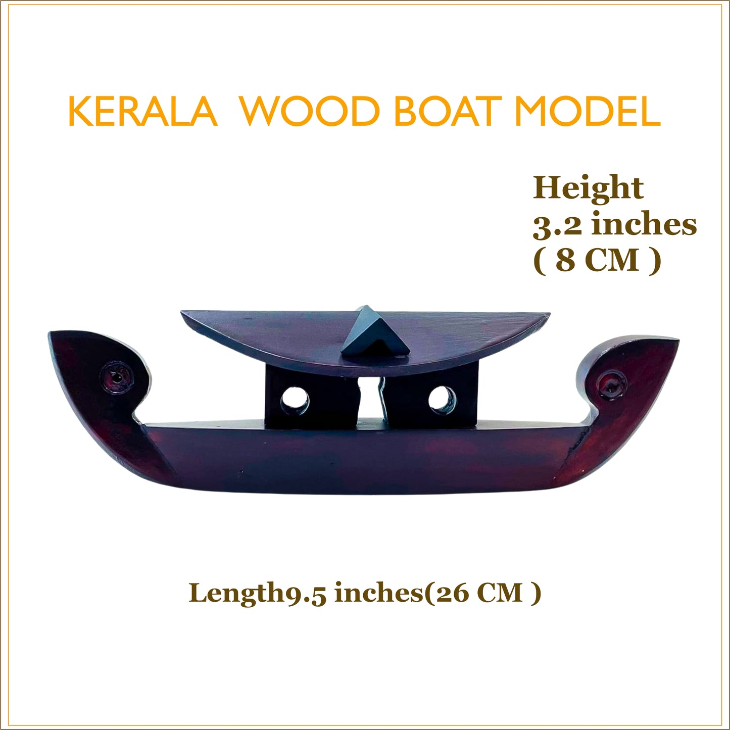 Miniature Traditional Kerala Wooden Houseboat – 26 cm Length