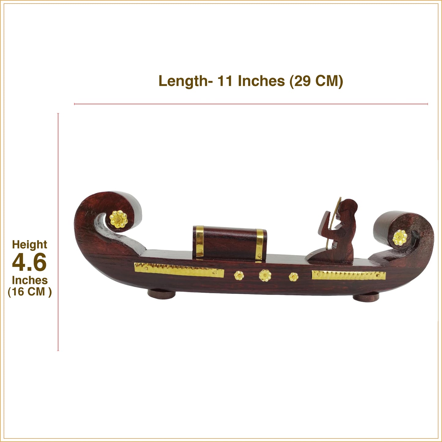 Miniature Kerala Wooden Cargo Ship (Odi Vallom)  Handcrafted from Rosewood, Ideal for Home Decoration and Gifting