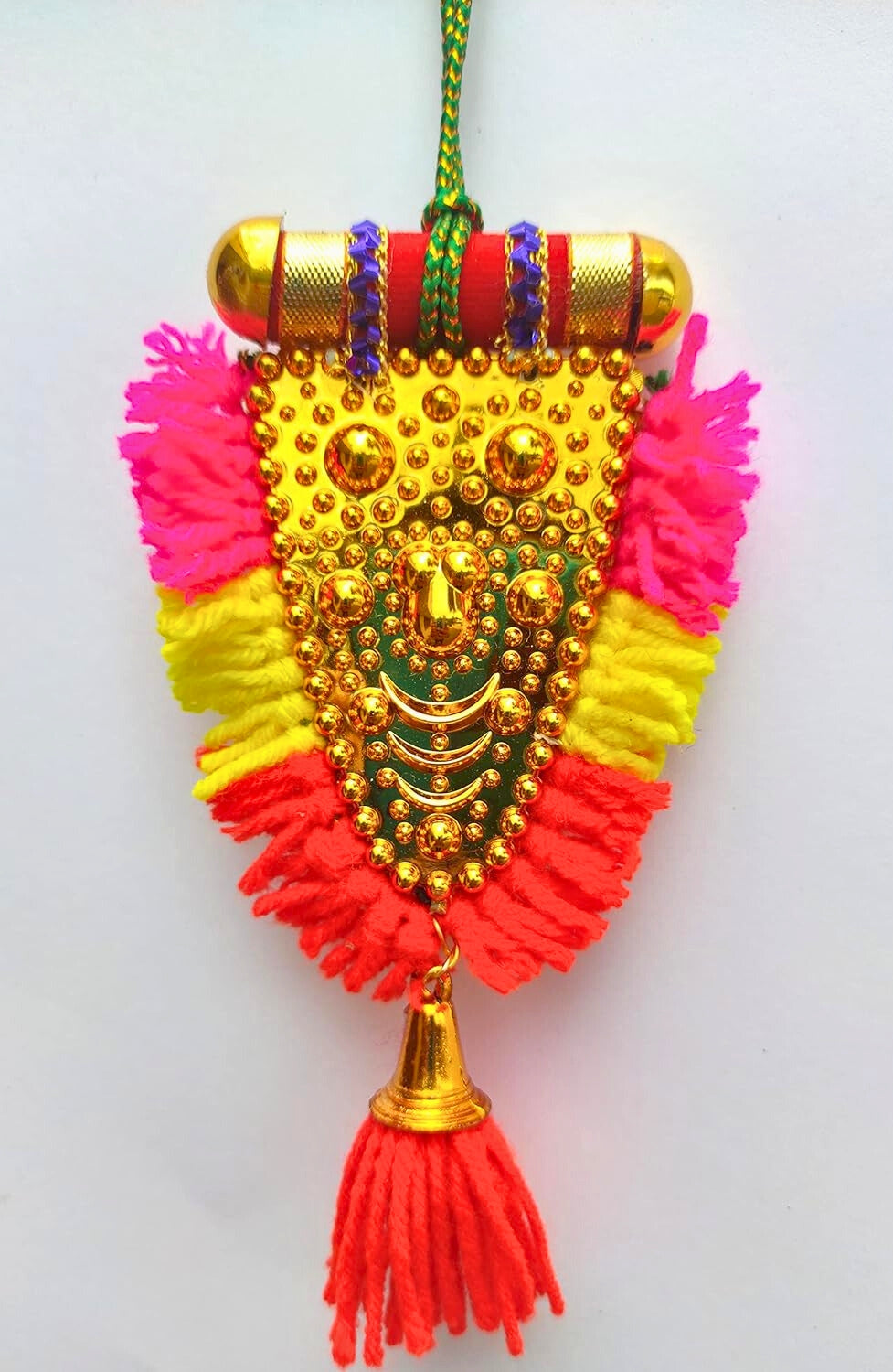 Car Hanging Nettipattam – 5” Kolam Design with Embossed Lord Ganesha