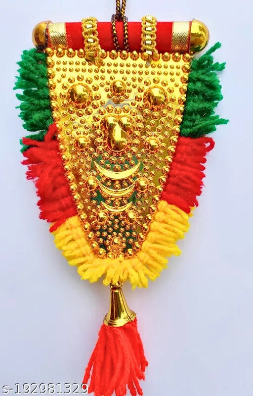 Car Hanging Nettipattam – 7” Kolam Design with Embossed Lord Ganesha