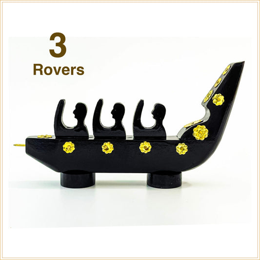 Traditional Chundan Vallam (Snake Boat) Miniature – 3 Oarsmen | Handcrafted Mahogany Decor from Kerala