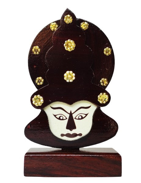 Wooden Kathakali Head with Stand - 6 Inches | Perfect for Home Décor and Gifting