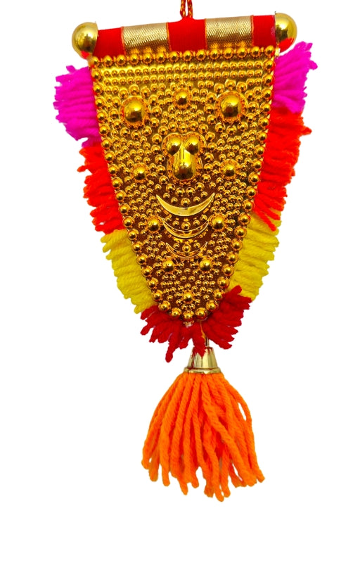 Car Hanging Nettipattam – 7” Kolam Design with Embossed Lord Ganesha