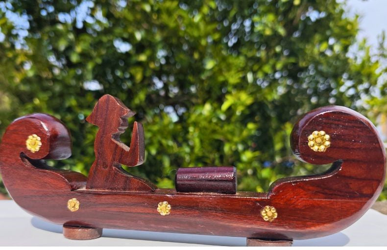 Miniature Kerala Wooden Cargo Ship (Odi Vallom) Handcrafted from Rosewood, Ideal for Home Decoration and Gifting