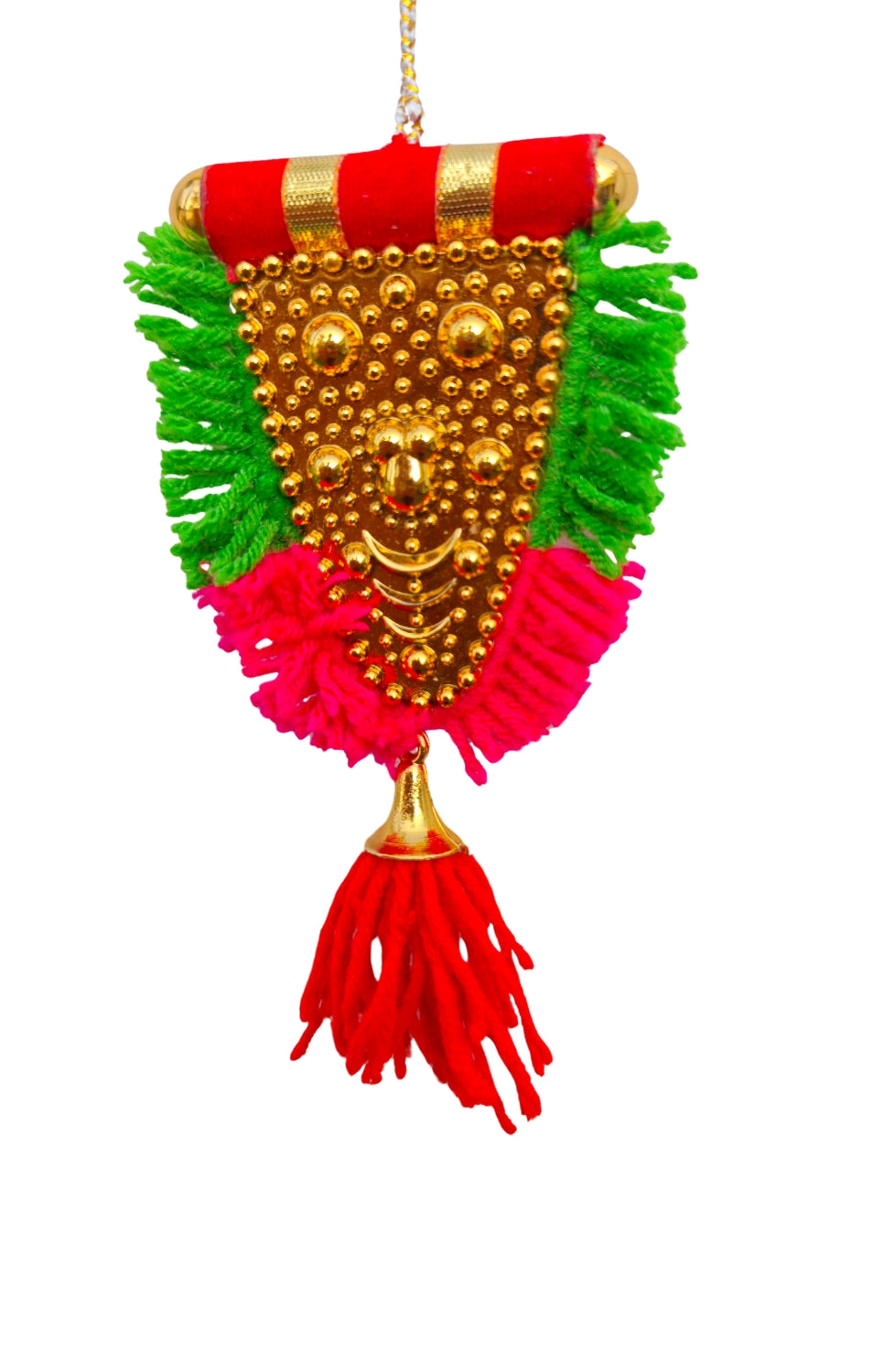 Car Hanging Nettipattam – 5” Kolam Design with Embossed Lord Ganesha