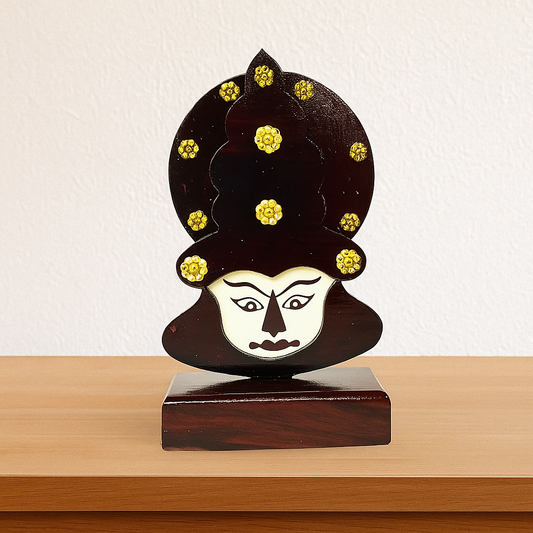 Wooden Kathakali Head with Stand – 6 Inches | Perfect for Home Décor & Gifting