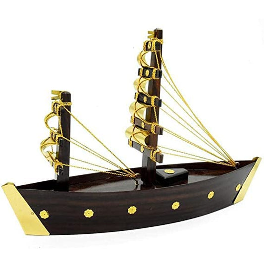 Miniature Wooden Uru Boat (Payakappal) – Kerala Handcrafted Dhow with Brass Fittings- 12 inch length
