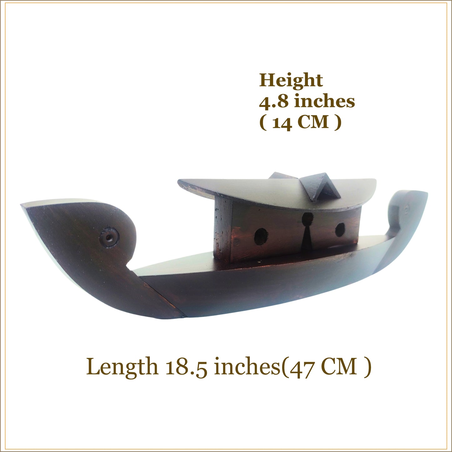 Miniature Traditional Kerala Wooden Houseboat – 47 cm | Handcrafted Décor and Cultural Gift