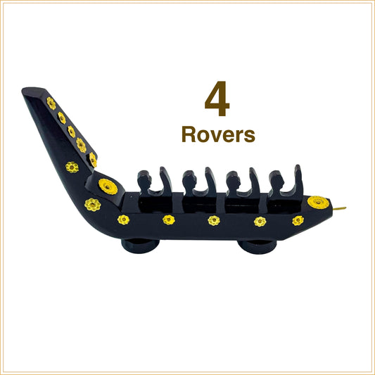 Traditional Chundan Vallom (Snake Boat) Miniature – 4 Oarsmen | Handcrafted Mahogany Decor from Kerala