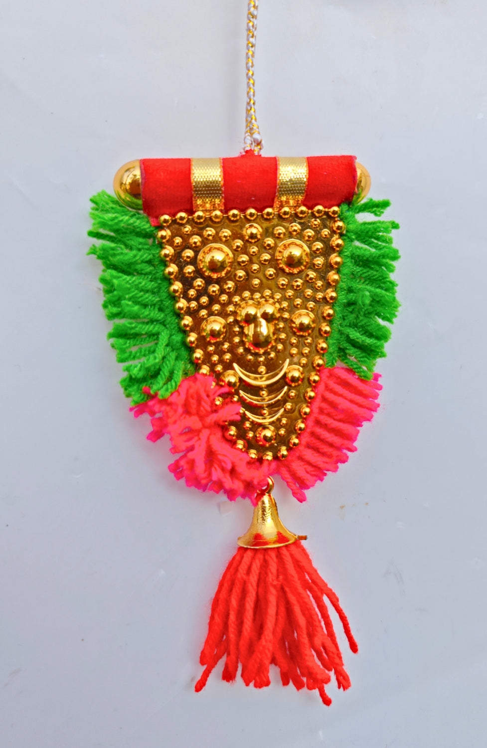 Car Hanging Nettipattam – 5” Kolam Design with Embossed Lord Ganesha